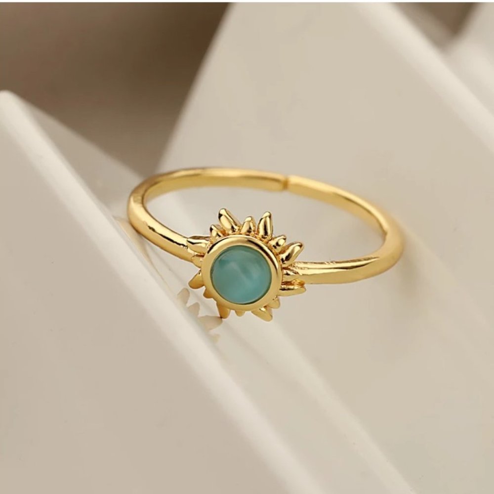 * NEW Vintage Opal Stainless Steel Sun open rings - Picture 2 of 5